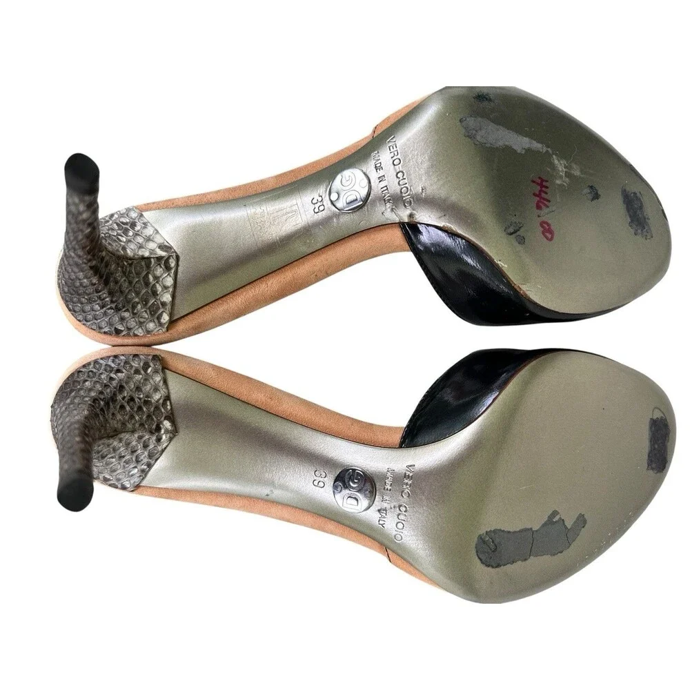 Y2K Dolce & Gabbana Slide Heels Camoscio Ayers Stagnola Size 39